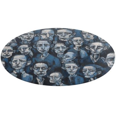 LDGSUPH Floor Mats Round Shower Mat Blue and Black Faces Soft Non Slip Mat Washable Pet Rug for Bathroom Office