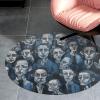 LDGSUPH Floor Mats Round Shower Mat Blue and Black Faces Soft Non Slip Mat Washable Pet Rug for Bathroom Office view 4