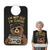 Yoogain Adult Bib Reusable Waterproof Bibs with Crumb Catcher for Woman 70s Vintage Style Trendy Car Green 70s Vintage Style Bear view 2