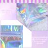 KongTiva 200 Pack 8x12 inch Holographic Mylar Bags, Holographic Resealable Iridescent Mylar Bags with Clear Front Smell Proof Foil Packing Pouches for Multipurpose Storage view 3
