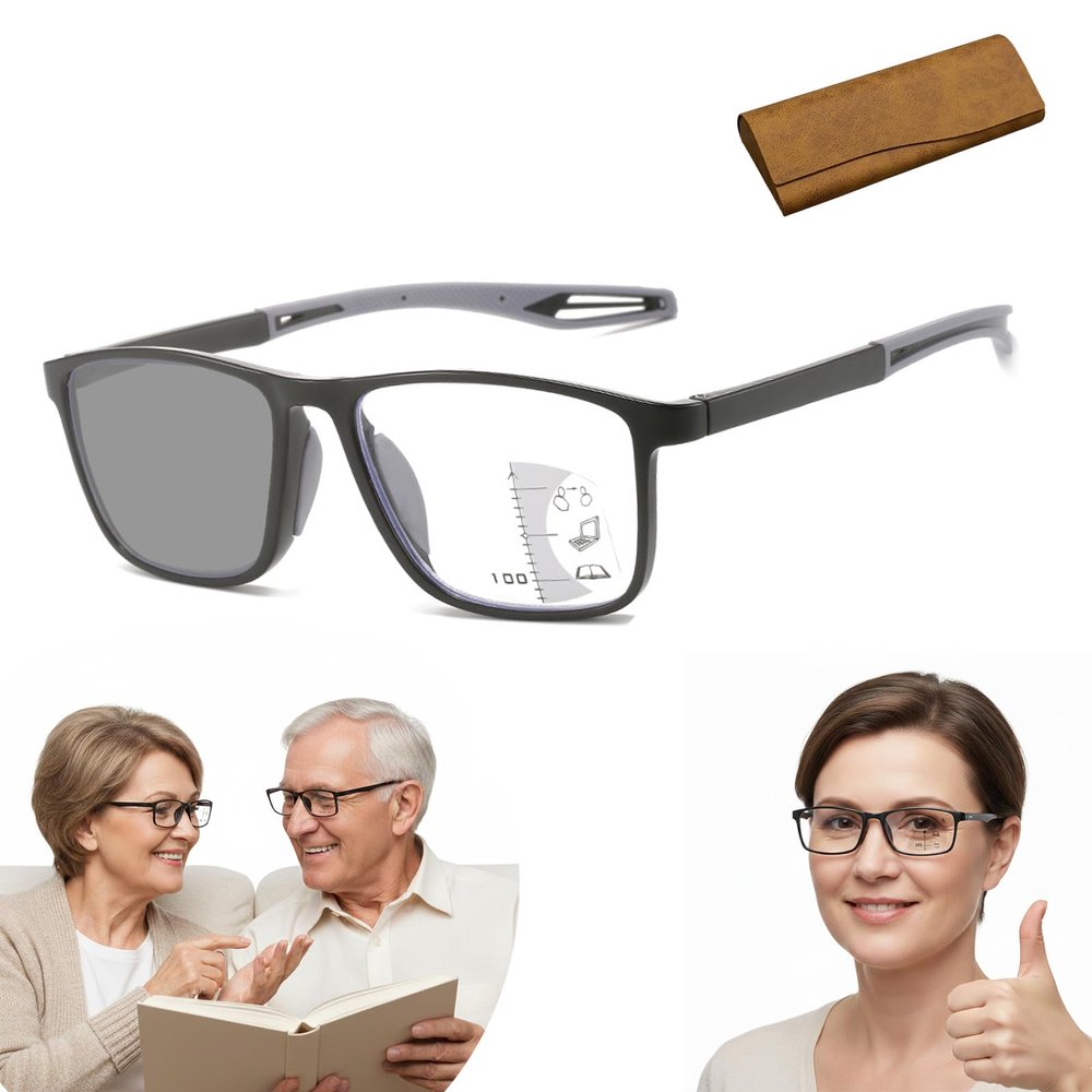 2026 New Auto Focus Glasses Self Adjusting Near and Far Sighted, Intelligent Dual Focus Glasses for Women (Gray,+1.5)