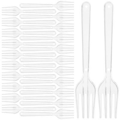GALPADA 100pcs Disposable Plastic Forks Long Handle Utensils Party Tableware Convenient Cutlery for Dinner Fruit and Western Food