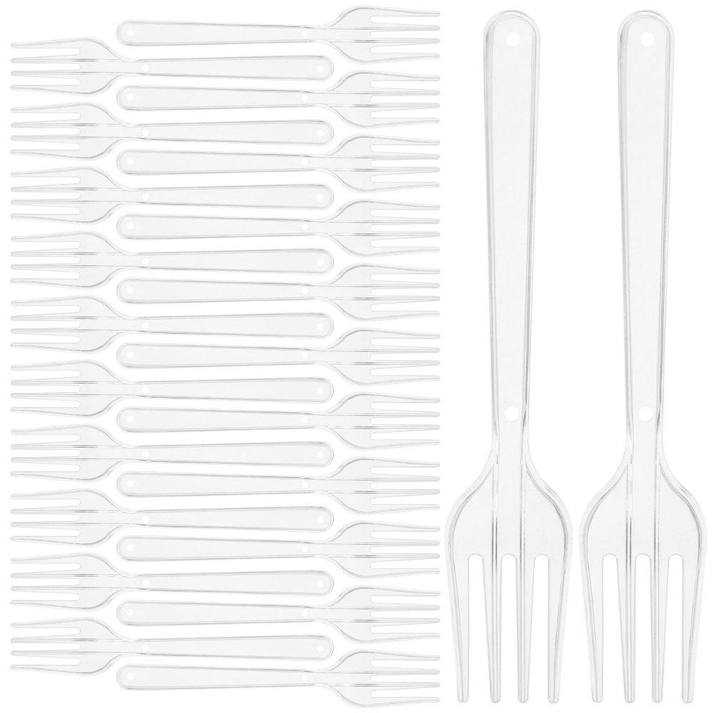 GALPADA 100pcs Disposable Plastic Forks Long Handle Utensils Party Tableware Convenient Cutlery for Dinner Fruit and Western Food