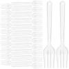 GALPADA 100pcs Disposable Plastic Forks Long Handle Utensils Party Tableware Convenient Cutlery for Dinner Fruit and Western Food view 1