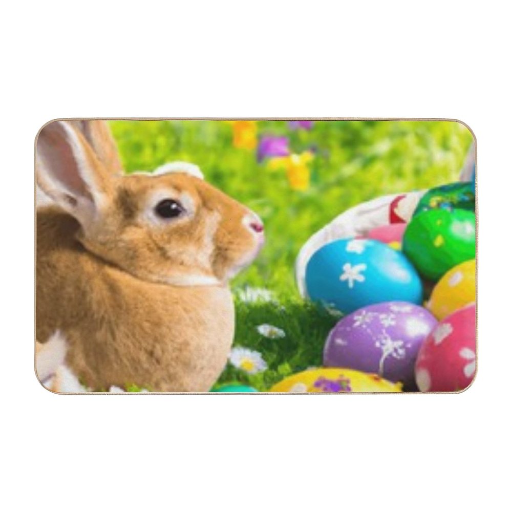 dcetiAAm Flannel Under Sink Mat 35 24 Inch, Easter Gifts No Slip Shower Rug Water Absorbing Shower Decorations for Bathroom Entry Way Rugs Indoor Inside Door Mats