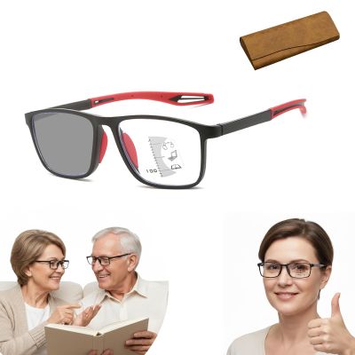 2026 New Auto Focus Glasses Self Adjusting Near and Far Sighted, Intelligent Dual Focus Glasses for Women (Red,+1.5)
