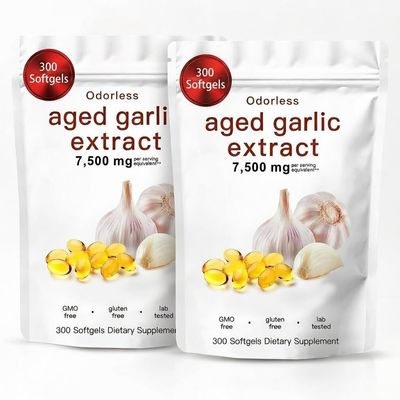 Aged Garlic Extract, 300 Softgels Odorless Organic Garlic Supplement, 2-Year Matured Vegetarian, Non-GMO, All-Natural (2PCS)