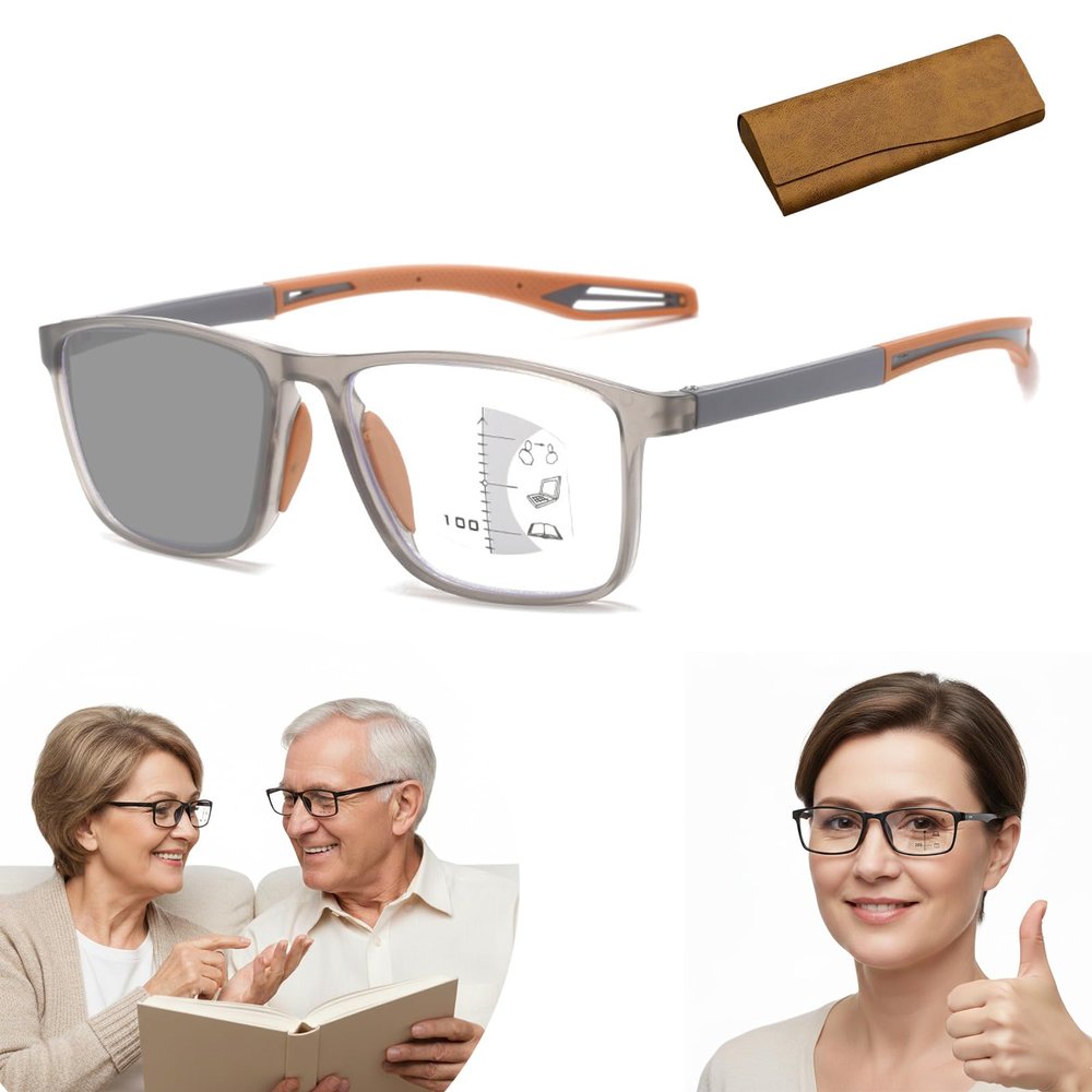 2026 New Auto Focus Glasses Self Adjusting Near and Far Sighted, Intelligent Dual Focus Glasses for Women (Orange,+3.5)