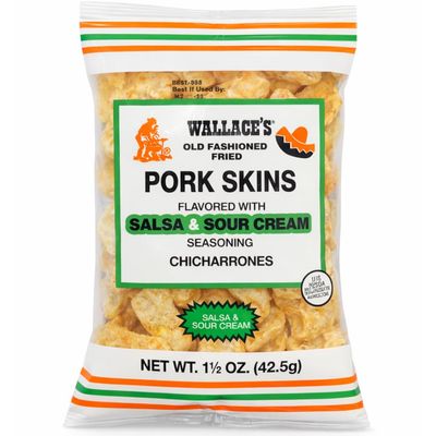 Wallace's Old Fashioned Fried Pork Skins, Salsa & Sour Cream Seasoning, 1.5 Ounce (24 Count)