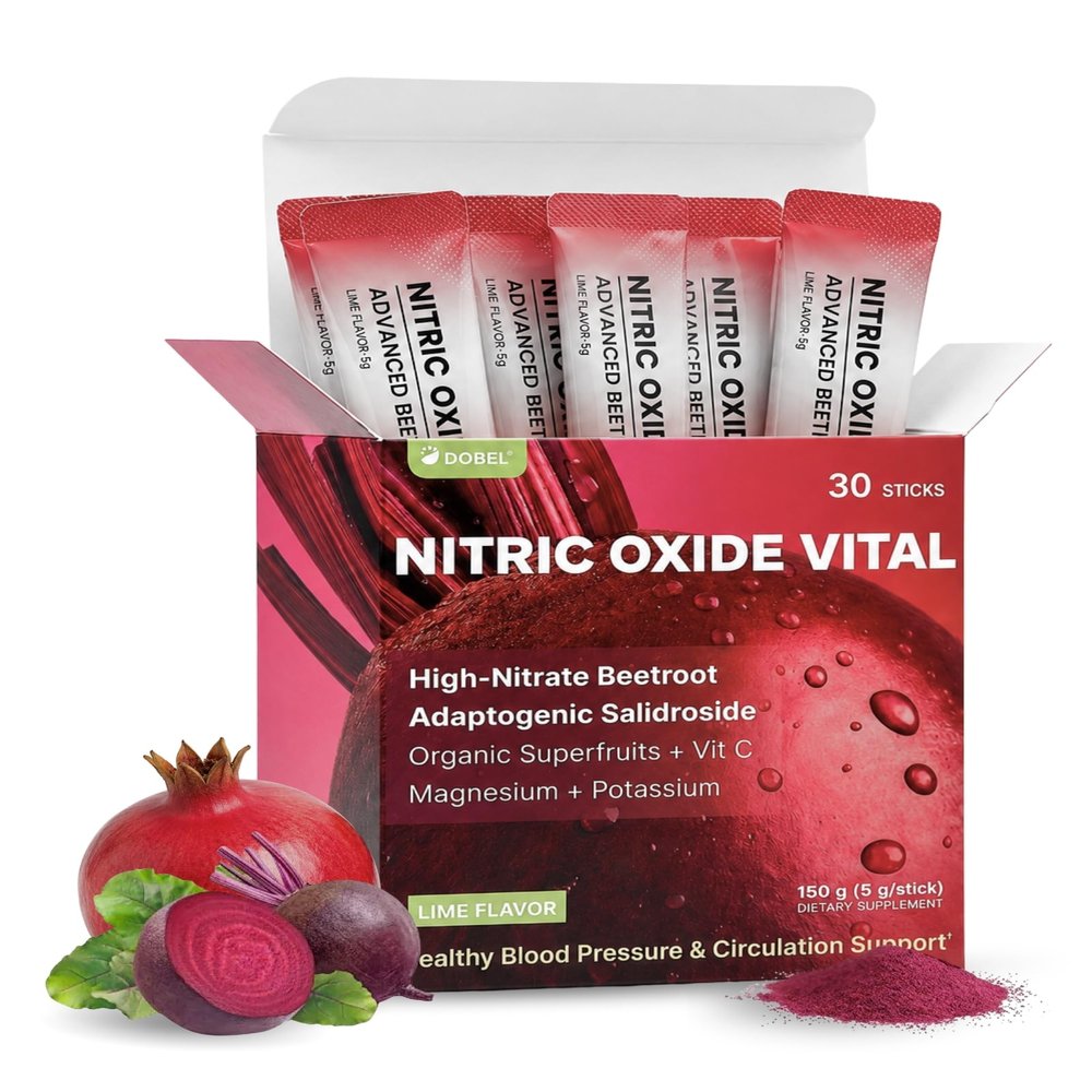 Dobel 8-in-1 Beet Powder for Blood Flow & Circulation | Cardiovascular Supplement for Healthy Blood Pressure | Enhanced Nitric Oxide for Women & Men, 30 Sticks