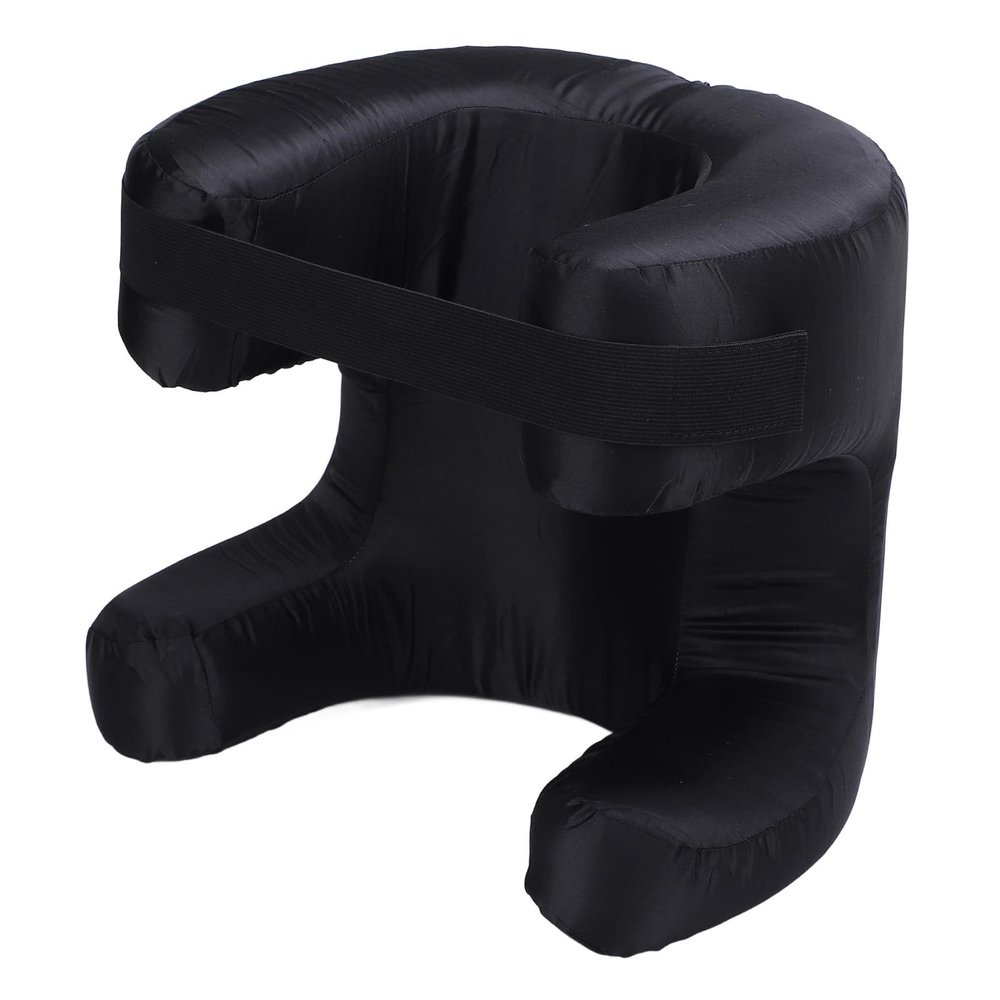 Hamwesh Ergonomic Beauty Pillow, Silk Fabric Memory Foam Support, Unique Shape Design for Back Side Stomach Sleepers, with Face Pressure Reduction, for Comfortable Rest (Black)