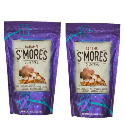 Caramel Smores Clusters, 26.3 oz (Pack of 2) - Graham Crackers & Marshmallows Drenched in Milk Chocolate and Caramel - Sweet & Crunchy Gourmet Snack