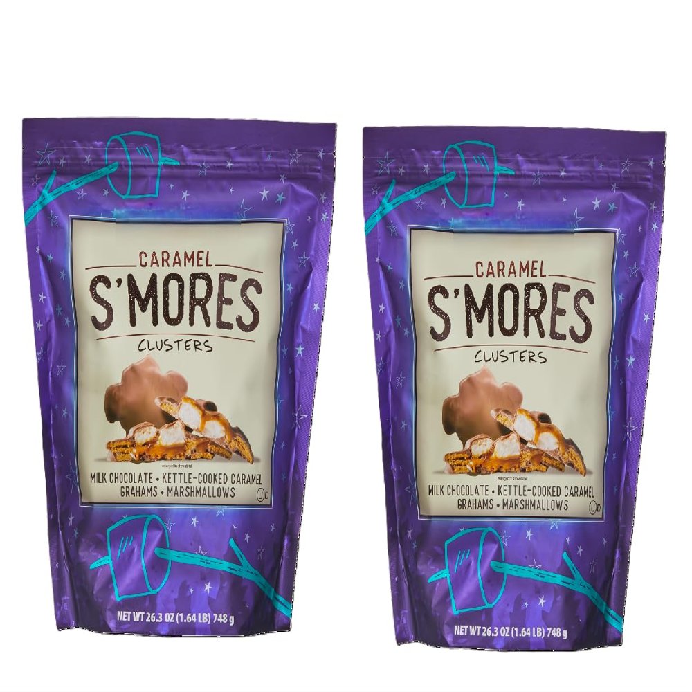Caramel Smores Clusters, 26.3 oz (Pack of 2) - Graham Crackers & Marshmallows Drenched in Milk Chocolate and Caramel - Sweet & Crunchy Gourmet Snack