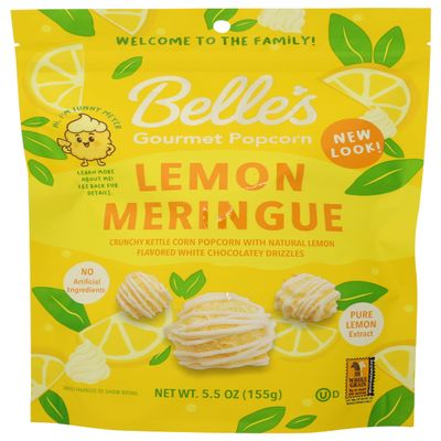 Belles Gourmet Popcorn, Lemon Meringue Flavor, Sweet & Tart Kettle Popcorn, Non-GMO, Kosher Dairy, Bag of 5.5 oz