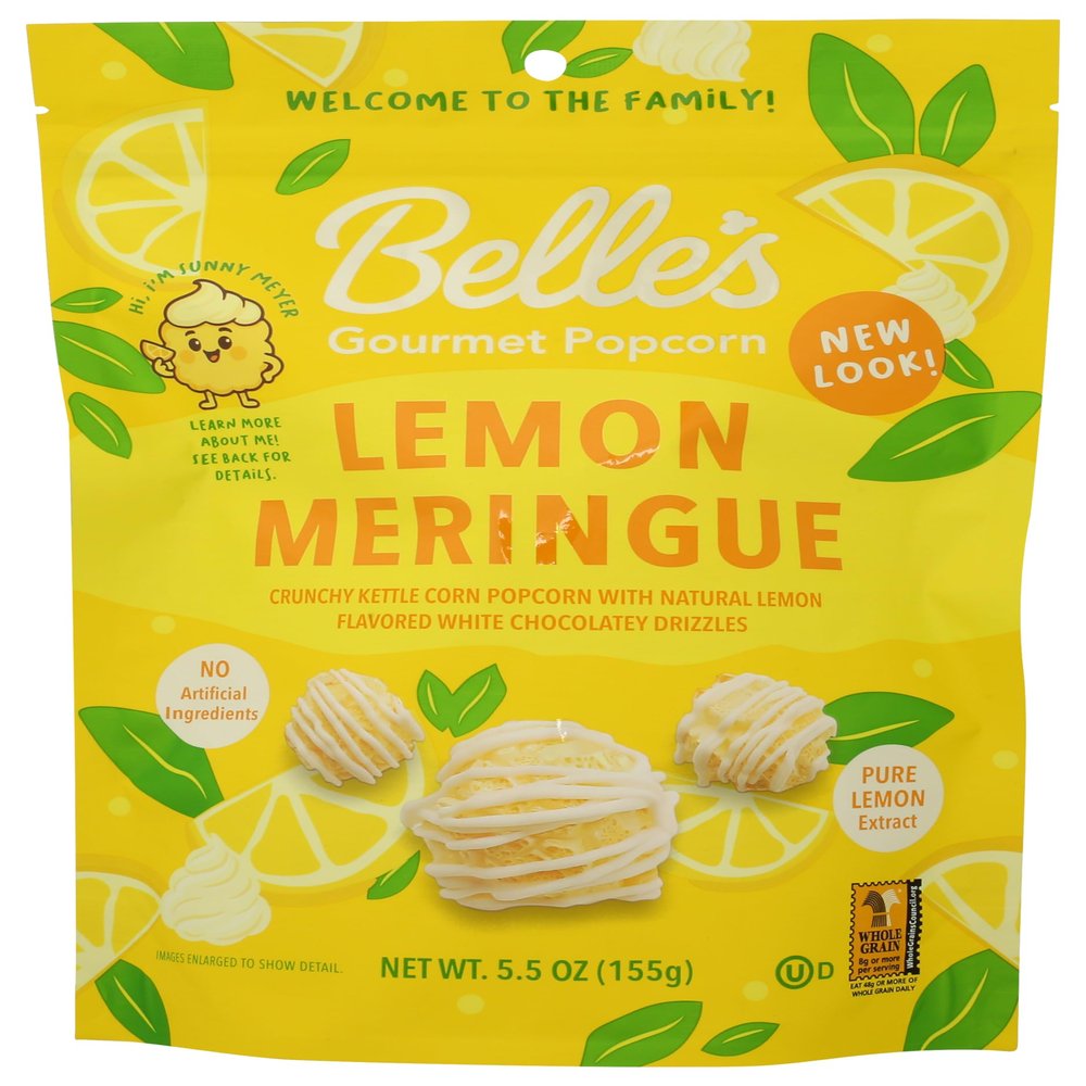 Belles Gourmet Popcorn, Lemon Meringue Flavor, Sweet & Tart Kettle Popcorn, Non-GMO, Kosher Dairy, Bag of 5.5 oz