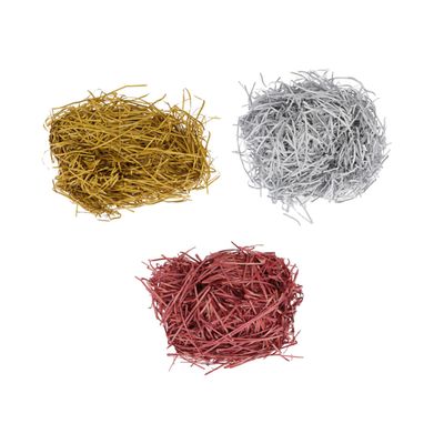 COLLBATH Shiny Metallic Crinkle Cut Paper Shredder 3pcs Wedding Confetti Filler Silver Gold Burgundy DIY Box Filling Material for Wedding Decor and Wrapping Random Color