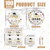 100 Pieces Graduation Party Tableware Set Congrats Grad Floral Plates, Napkins and Forks, Wildflower Disposable Dinnerware for Class of 2026 Graduation Party Supplies view 2