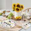 100 Pieces Graduation Party Tableware Set Congrats Grad Floral Plates, Napkins and Forks, Wildflower Disposable Dinnerware for Class of 2026 Graduation Party Supplies view 4