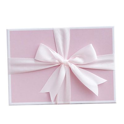 Parliky Pink Bowknot Candy Treat Box with Lid 25x18x8cm Cardboard Storage Case for Valentines Wedding Christmas Packaging