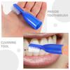 TEHAUX 20 Pcs Mini Prison Toothbrushes Soft Short Handle Portable Small Cleaning Brushes for Inmates with Anti-self- Finger Guard, Blue and Light Green view 3