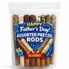 Fathers Day Assorted Chocolate Covered Pretzel Rods 16 Count Made-to-Order Milk & White Chocolate Pretzels Gourmet Gift for Dad view 1