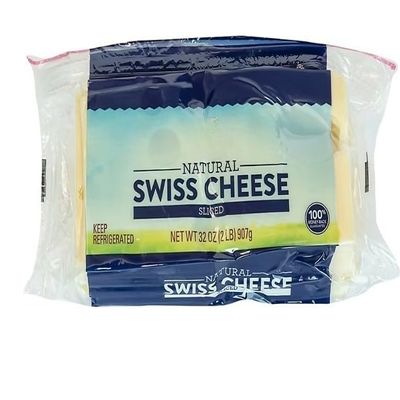 Sliced Swiss Cheese, For an on-the-go snack and sandwiches, All-natural ingredients, delightful flavor to snack time or sandwiches, [ 32 oz, 2 lb ]