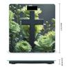 Black Cross Among Green Flowers Bathroom Scale for Body Weight Bathroom Weighing Scales with Back Lit LED Display Sturdy Tempered Glass Body Weight Bathroom Scale 400lb Weighing view 2