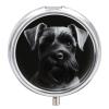 Small Black Schnauzer Dog Pill Box 3 Compartments Pill Case Portable Travel Medicine Organizer Round Mini Medicine Container Holder Fits in Pocket for Vitamin Fish Oil view 1
