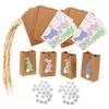 OHPHCALL 48pcs Easter Paper Bags Set with Drawstring and Accessories, Mini Candy Favor Bags for Party Treats and DIY Holiday Wrapping Supplies view 1