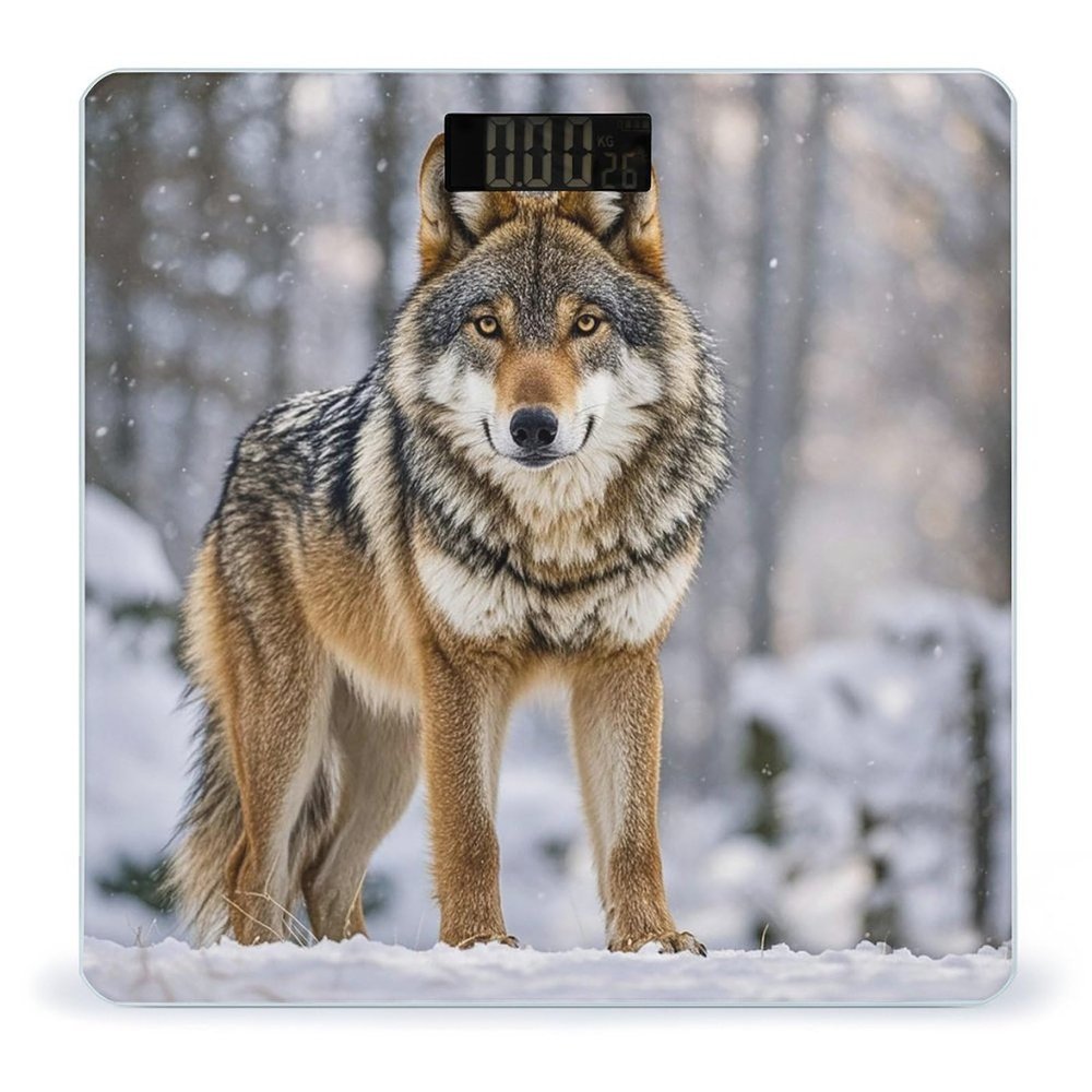 Wolf Bathroom Scale for Body Weight Bathroom Weighing Scales with Back Lit LED Display Sturdy Tempered Glass Body Weight Bathroom Scale 400lb Weighing