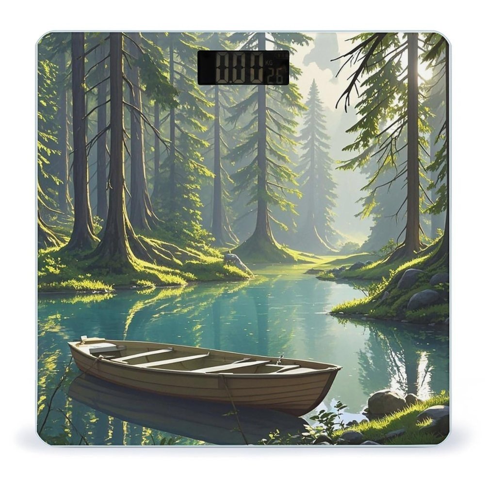 Forest Lake Bathroom Scale for Body Weight Bathroom Weighing Scales with Back Lit LED Display Sturdy Tempered Glass Body Weight Bathroom Scale 400lb Weighing