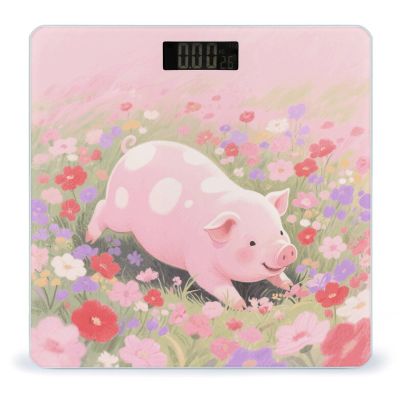 Cute Pig Weight Scale Large Digital Bathroom Scales with Bright LED Display Non Slip Digital Scale and Step On Fashion Weighing Machine for Body