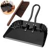 12 in Stainless Steel Dustpan and Broom Combo, Heavy Duty, Long-Lasting Household Cleaning Tool, Black Outdoor Patio Sweeping Solution, 30 cm view 1
