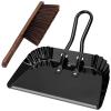 12 in Stainless Steel Dustpan and Broom Combo, Heavy Duty, Long-Lasting Household Cleaning Tool, Black Outdoor Patio Sweeping Solution, 30 cm view 2