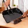12 in Stainless Steel Dustpan and Broom Combo, Heavy Duty, Long-Lasting Household Cleaning Tool, Black Outdoor Patio Sweeping Solution, 30 cm view 3