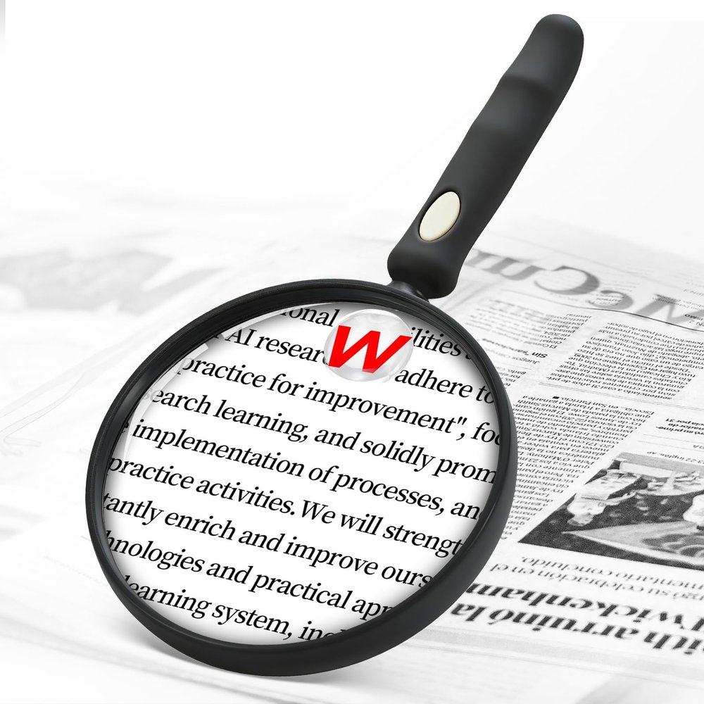 10X 30X Handheld Magnifying Glass for Reading, Upgrade 110mm Large Magnifying Glass with Non-Slip Handle, Scratch Resistant Lens, Magnifiers for Close Work Reading Newspaper Hobby Observation(4.3in)