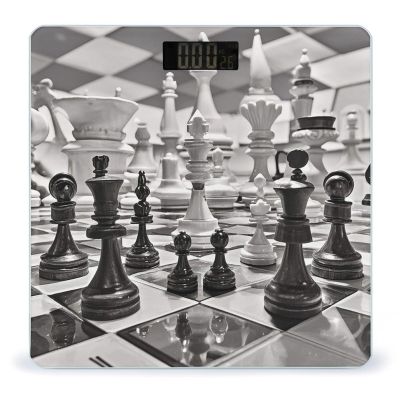 Black and White Chess Bathroom Scale for Body Weight Bathroom Weighing Scales with Back Lit LED Display Sturdy Tempered Glass Body Weight Bathroom Scale 400lb Weighing
