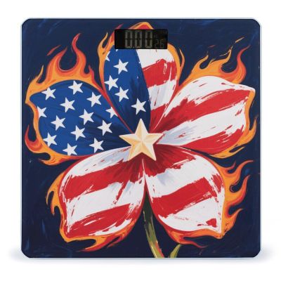 American Flag Flower Weight Scale Large Digital Bathroom Scales with Bright LED Display Non Slip Digital Scale and Step On Fashion Weighing Machine for Body