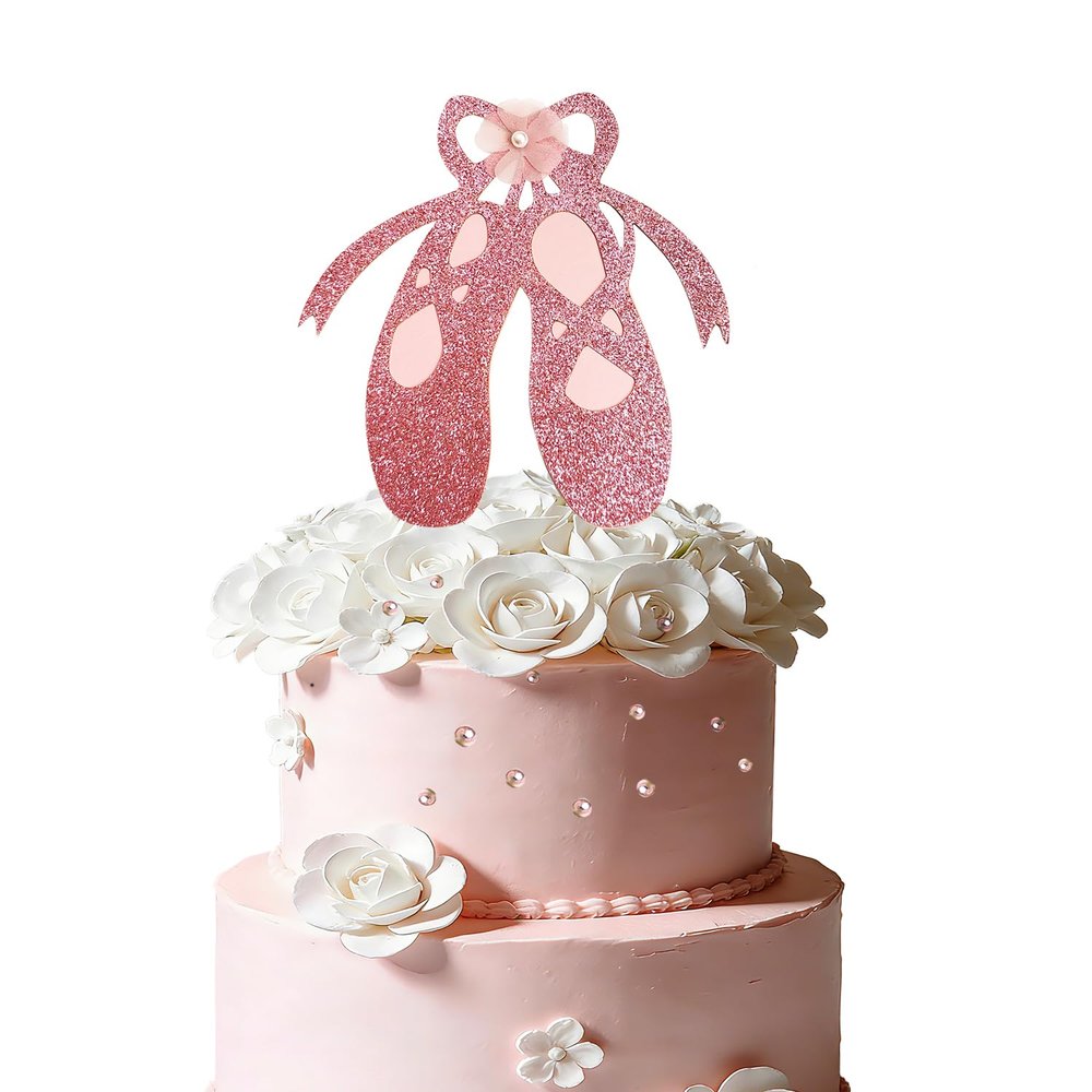 Pink Ballet Shoes Ballerina Pointe Slippers Cake Topper for Princess Girl