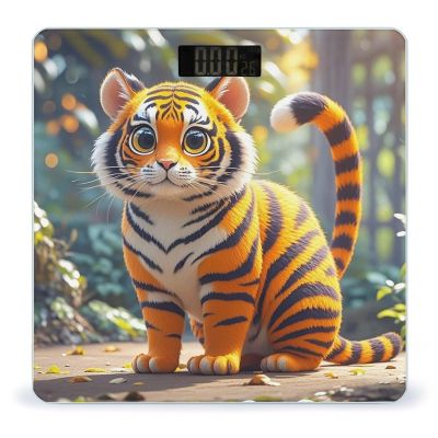 Tiger Stripes Orange Bathroom Scale for Body Weight Bathroom Weighing Scales with Back Lit LED Display Sturdy Tempered Glass Body Weight Bathroom Scale 400lb Weighing
