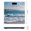 Wave Painting Bathroom Scale for Body Weight Bathroom Weighing Scales with Back Lit LED Display Sturdy Tempered Glass Body Weight Bathroom Scale 400lb Weighing view 2