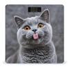 Blue Cat Sticking Out Tongue Bathroom Scale for Body Weight Bathroom Weighing Scales with Back Lit LED Display Sturdy Tempered Glass Body Weight Bathroom Scale 400lb Weighing view 1