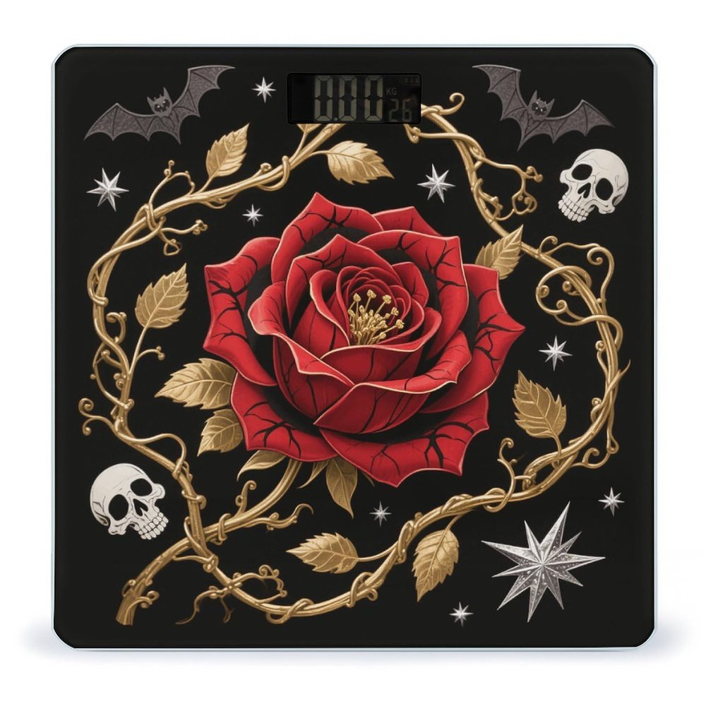 Peel and Stick Gothic Weight Scale Large Digital Bathroom Scales with Bright LED Display Non Slip Digital Scale and Step On Fashion Weighing Machine for Body