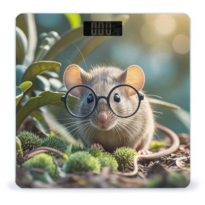 Guinea Mouse with Glasses Bathroom Scale for Body Weight Bathroom Weighing Scales with Back Lit LED Display Sturdy Tempered Glass Body Weight Bathroom Scale 400lb Weighing
