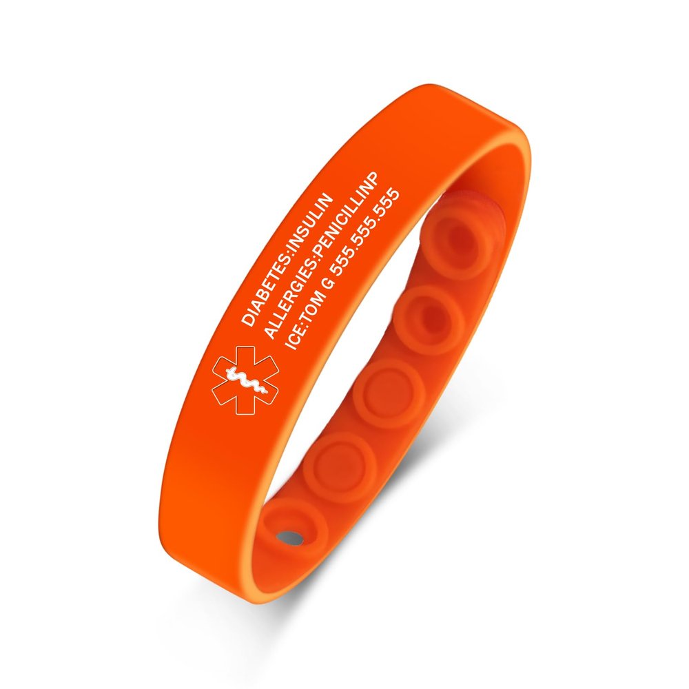 ORFANDE Personalized Medical Alert Bracelet for Women and Men