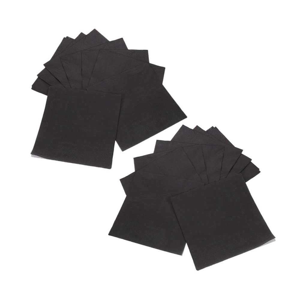 GANAZONO Black Disposable Lunch Napkins 15.74 Inch, 25pcs Beverage and Cocktail Napkins for Birthday, Wedding, Party, and Holiday Events