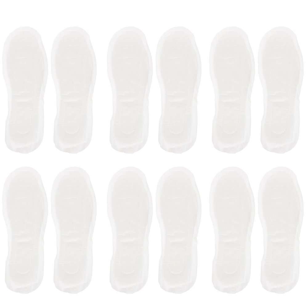 DECORNIJIA Disposable Sanitary Napkin Shoe Insoles 10 Pairs, Breathable Cotton Absorption Foot Care Cushions, Outdoor Disposable Insoles for Women Size 36-38