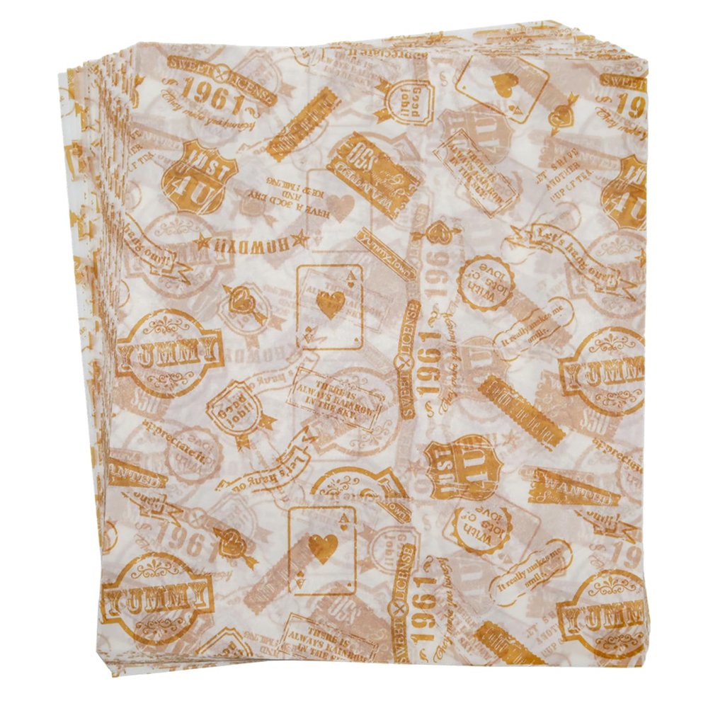 Pine & Linen 100pcs 9.9 x 8.4Inch Wax Paper Sheets,Greaseproof Food Deli Wraps Waterproof Disposable Liners,Non-Stick Tissue for Sandwiches/Party/Picnic BasketStamp