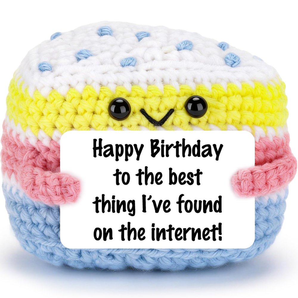 Anniversary Birthday Gifts for Women Men Boyfriend Girlfriend, Unique Birthday Gifts for Women Her Fiance Wife, Funny Handmade Crochet Cake with Romantic Card-Best Thing I Found on The Internet