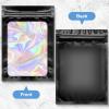 Marspark 500 Pcs Holographic Aluminum Foil Bags, 3 x 4.7 Inch Resealable Sealed Bag with Clear Window Zipper Lock Black Packaging Bags for Food Storage Sample Jewelry Lip gloss Supplies view 4
